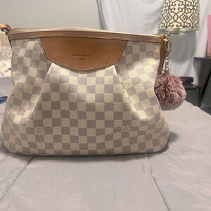 Louis Vuitton Siracusa Mm Damier Azur Coated Canvas Cross Body Bag